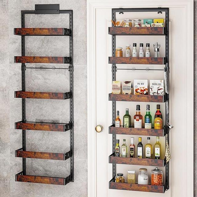bukfen Over the Door Pantry Organizer, 6-Tier Pantry Door Organization and Storage, Heavy-Duty Metal Hanging Kitchen Spice Rack