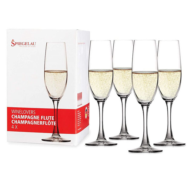 Spiegelau Wine Lovers Champagne Wine Glasses, Set of 4, European-Made Lead-Free Crystal, Classic Stemmed, Dishwasher Safe, Professional Quality Wine Glass Gift Set, 6.7 oz