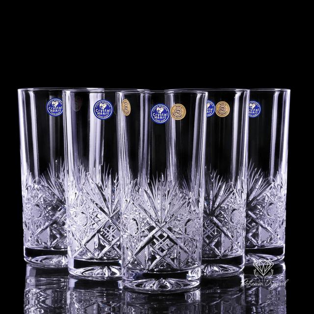 BOHEMIA CRYSTAL LONG DRINK GLASSES, set of 2, 350 ml