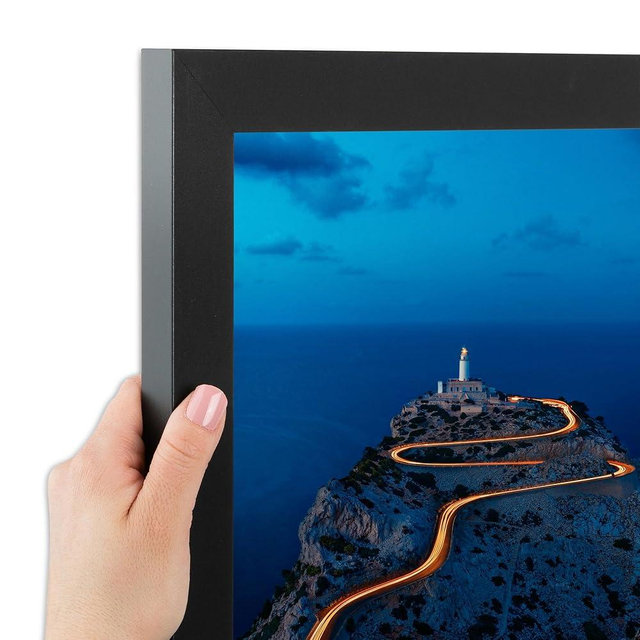 ArtToFrames 27x27 Inch Black Picture Frame, This 1.25 Inch Custom Poster Frame is Soft Black - Comes with Economy Acrylic and Corrugated Backing (2WOM5180-27x27)