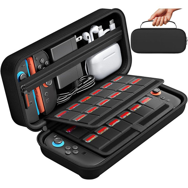 daydayup Switch Carrying Case Compatible with Nintendo Switch 2, with 24 Games Cartridges Protective Hard Shell Travel Carrying Pouch for Console & Accessories Playstation Vita Case