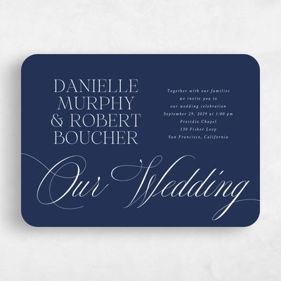 Blue Rounded Wedding Invitation - Hunter Landscape