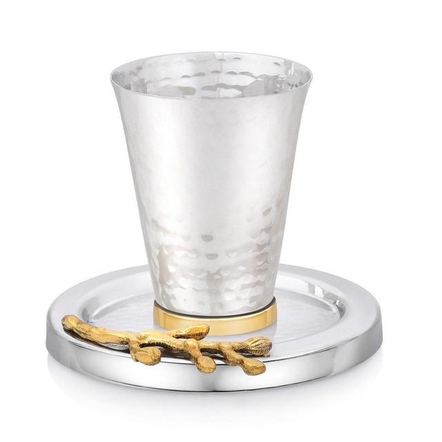 Hand Painted Clay Goblet, Pewter Goblet Judaica Art | Pottery Goblet is a Perfect Judaica Art Metal Goblet