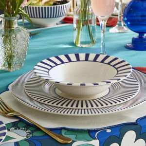 Blue Italian Steccato Cereal Bowl, Set of 4