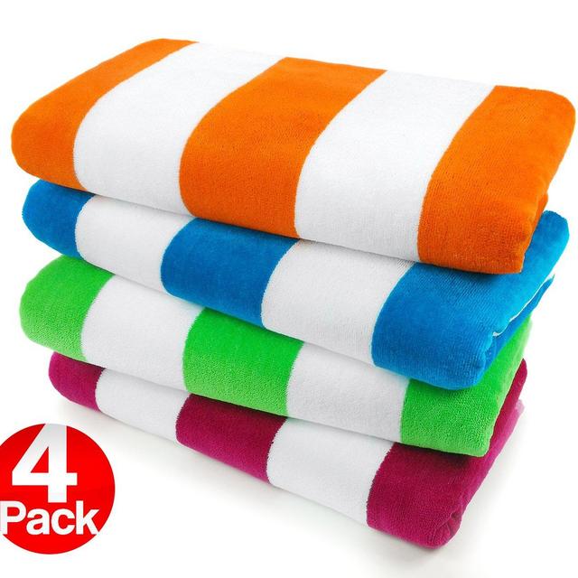Kaufman - Velour Cabana Towels - 4 Pc Pack - 30" X 60"