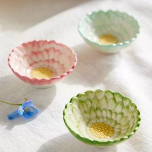 Painted Flower Pinch Bowls, Set of 3