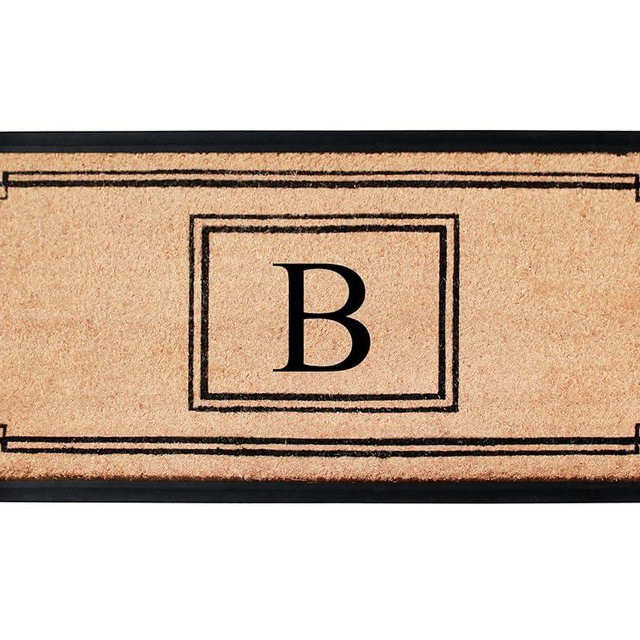 A1HC Natural Coir Monogrammed Doormat for Outside Entrance, Heavy Duty, Low Profile, Anti-Shed Treated Front Door Mat, Easy to Clean, Long Lasting Entryway Doormats - 24"x48"
