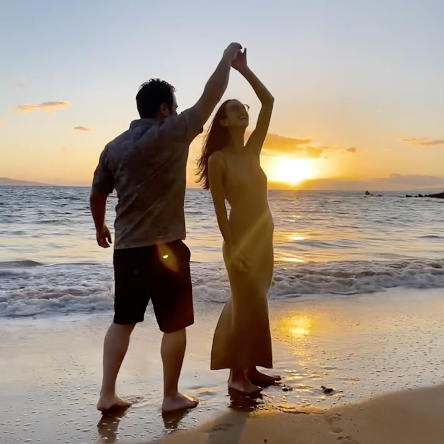 Dancing with excitement, post proposal. Yes, he's a keeper!