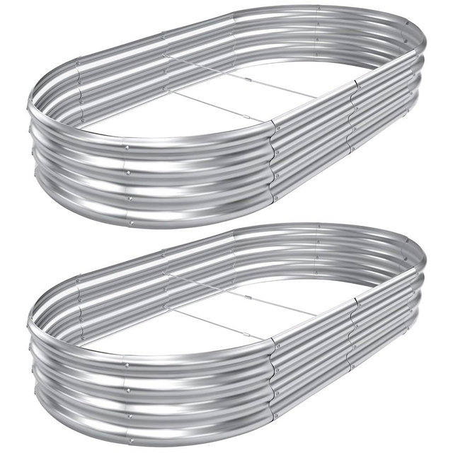 AHEONLAR 2pack 6×3×1ft Raised Garden Bed，Outdoor Galvanized Planter Boxes, Oval Large Metal Raised Garden Beds for Vegetables