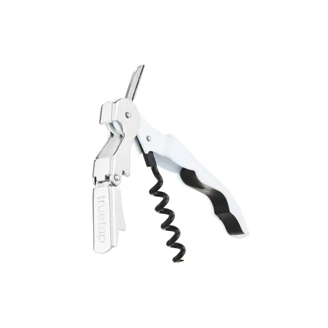 True TrueTap Double Hinged Waiter’s Corkscrew, White Wine Bottle Opener with Foil Cutter, Wine Key