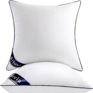 Siluvia 20"x20" Pillow Inserts Set of 2 Decorative Square Square Throw 20 Pillows with 100% Cotton Cover for Sofa, Couch, and Bed - White