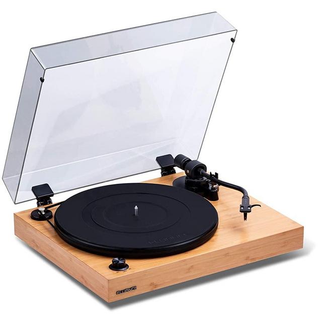 Fluance RT82 Reference High Fidelity Vinyl Turntable Record Player with Ortofon OM10 Cartridge, Speed Control Motor, Solid Wood Plinth, Vibration Isolation Feet - Bamboo