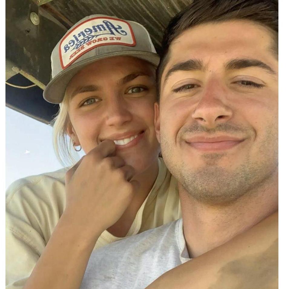 On the tractor raking hay - first picture together :)