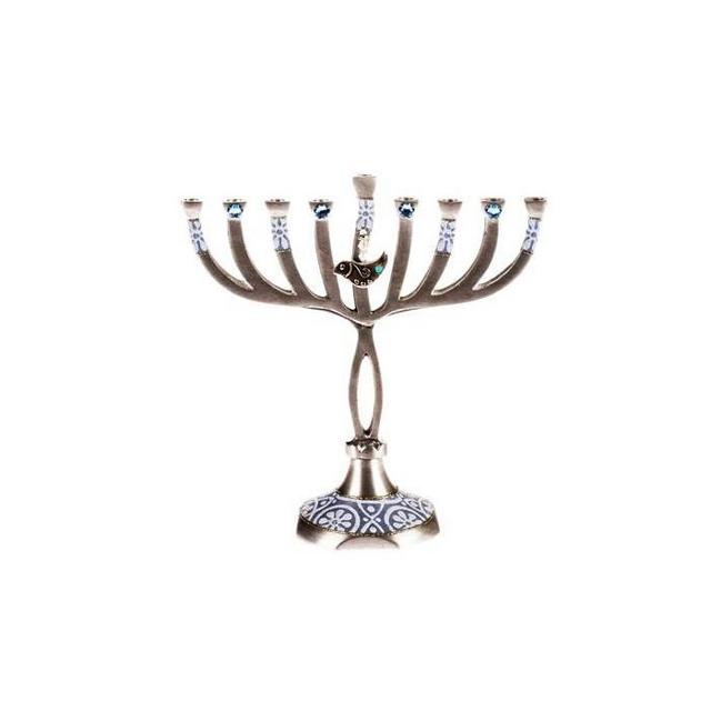 Aluminum Menorah with Curved & Floral Design