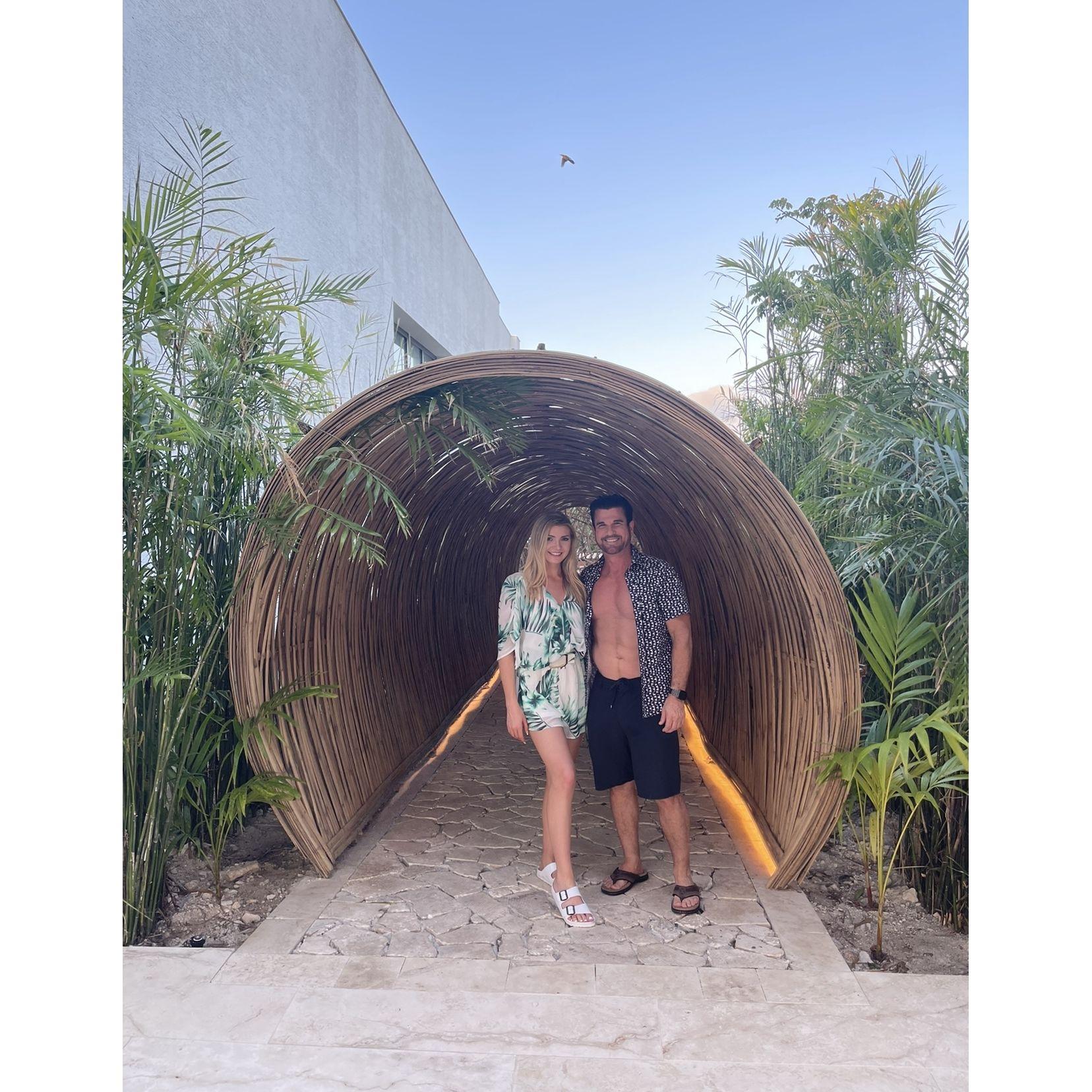 Traveling through tunnels in Tulum, Mexico