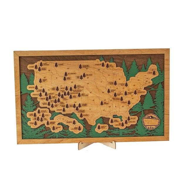 National Park Travel Map Wood (National Park Adventures)