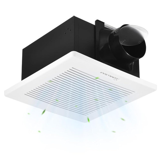 LUMLLSAJI Bathroom Exhaust Fan, 140 CFM Bathroom Fan Ceiling Mounted Ventilation Large Air-flow Capacity Bathroom Fan Ceiling Opening 10''x10'', 4 Inch Duct, No Attic Access Needed