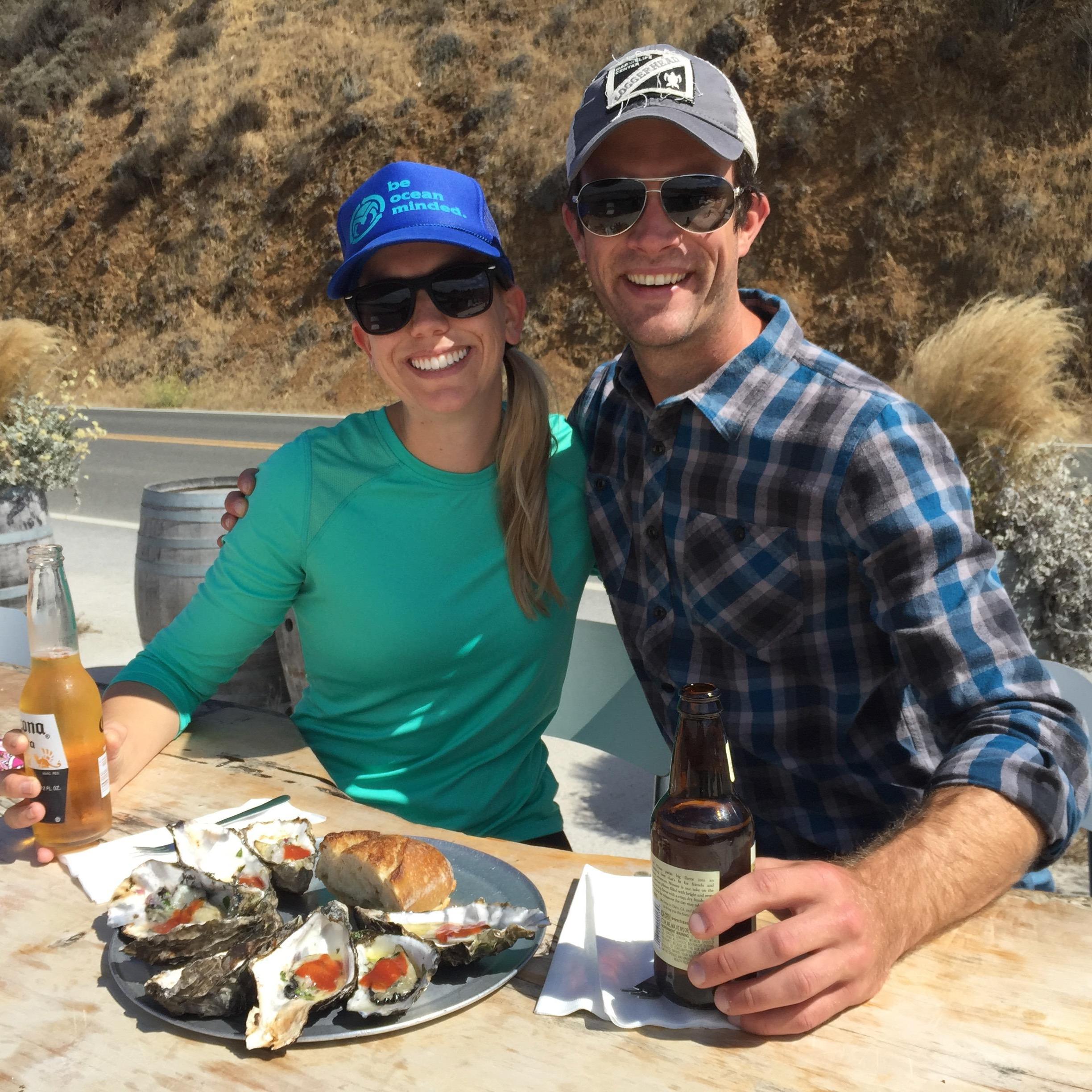 Oysters at Tomales Bay after kayak camping for Phil's 30th Birthday, 2016