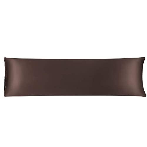 uxcell Body Pillow Cover 20x72 Inch Brown Silky Satin Body Pillowcases for Hair and Skin Luxury Cooling Anti Wrinkle Wash-Resistant