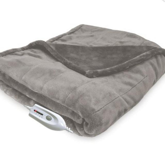 Therapedic® Electric Heated Silky Plush Throw Blanket in Stone
