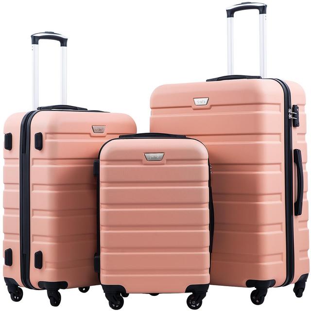 COOLIFE Luggage 3 Piece Set in Sakura Pink