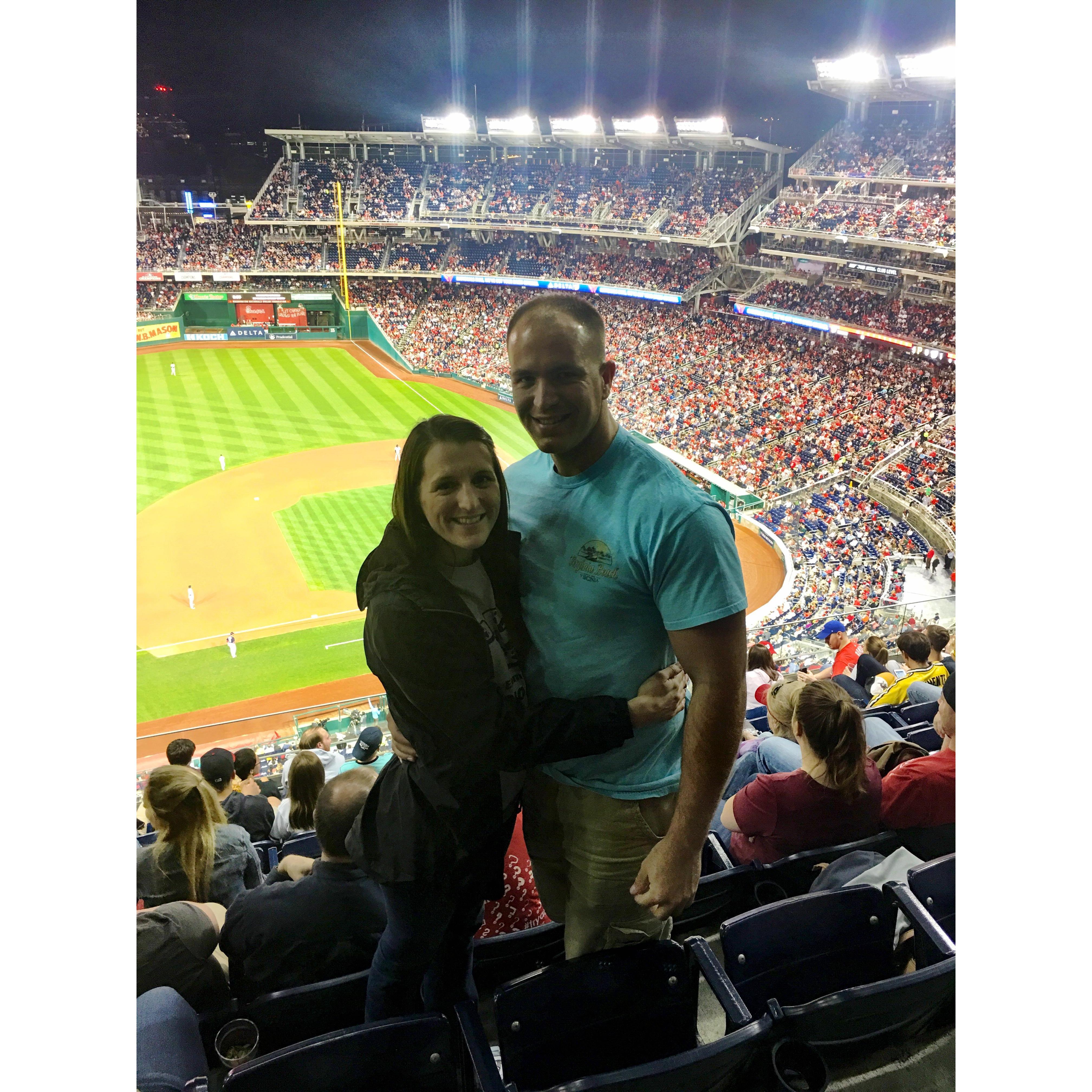 I thought I won free tickets to a Nationals game so we drove to DC to find out they were tickets to a minor league team down the street from our house. BUT Andrew bought us tickets anyways!