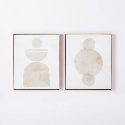 (Set of 2) 20" x 24" Abstract Shapes Framed Canvas Brown - Threshold™ designed with Studio McGee