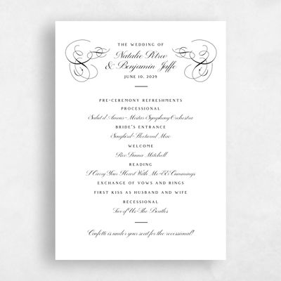 White Standard Wedding Program - Ventana Letterpress