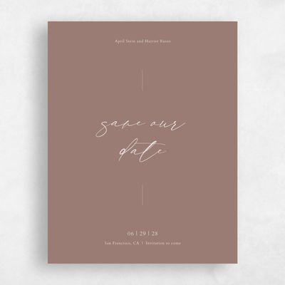 Cocoa Mauve, Orange Wedding Save the Date - Beaulieu Portrait