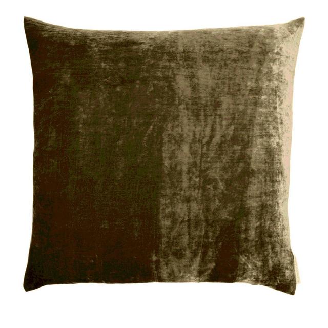 Aviva Stanoff Dark Taupe Silk Velvet 20 x 20 Pillow