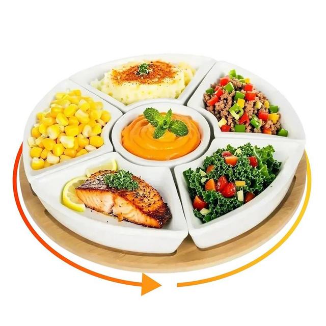 Laexepelle 360° Rotatable Serving Tray and Platters, 11.5 Inch Party Divided Serving Set Removable Serving Dishes for Chips and Dip, Fruit, Veggies, Appetizer, Candy and Snacks