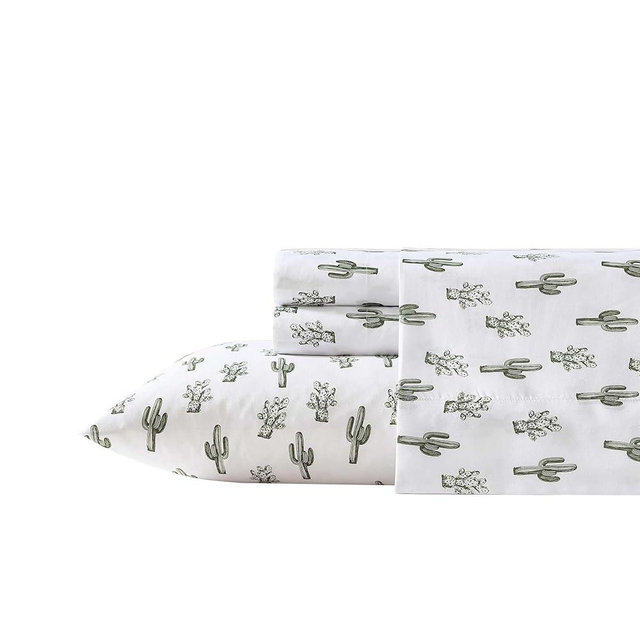 Wrangler - Sheet Set, Breathable & Wrinkle Resistant Bedding, Includes Matching Sham & Pillowcases, Yellowstone Inspired Bed Sheets, Ideal Dorm Essentials (Cacti Green, Queen)