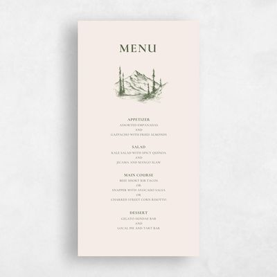 Green Greenery Wedding Menu - Woodland