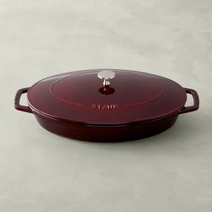 Staub Cast-Iron Oval Gratin with Lid, 12 1/2", Grenadine