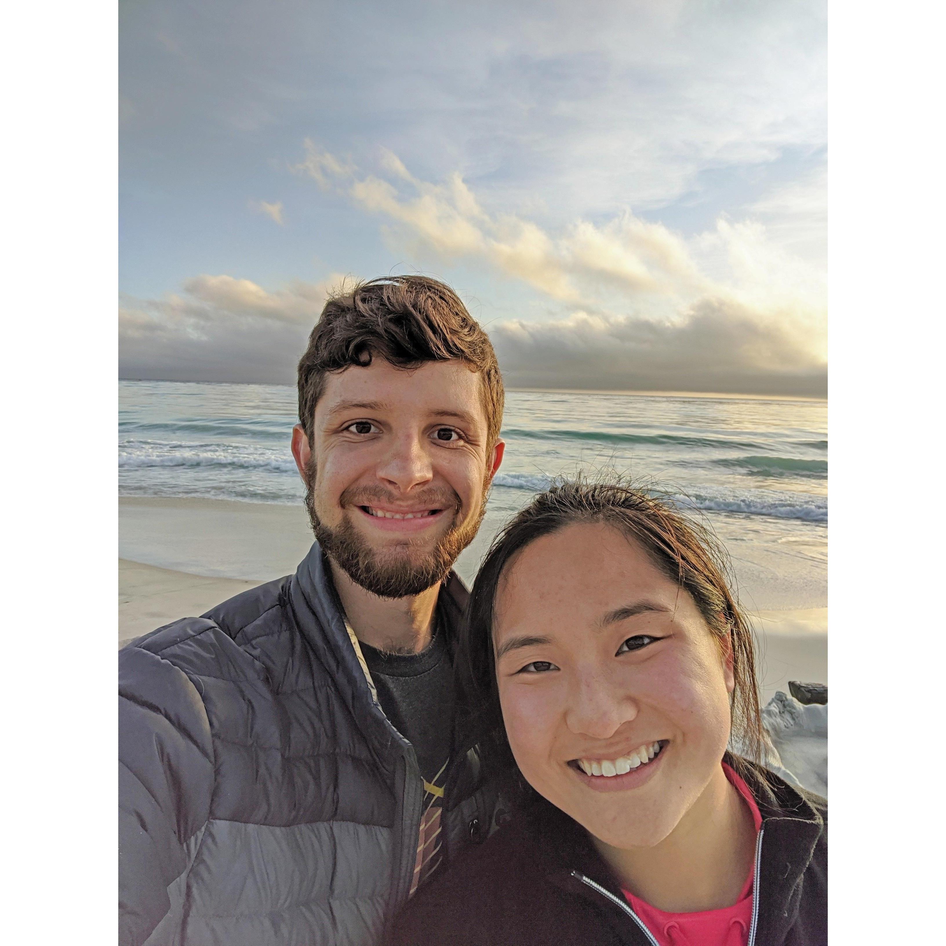 Catching the beautiful sunset at Carmel by the Sea.