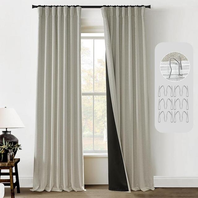 PANELSBURG Heavy Duty Insulated Thermal Curtains for Winter,Thick Linen Blackout Curtains for Bedroom Living Room 2 Panels Set 84 Inch Length Long,Light Grey/Greige Gray