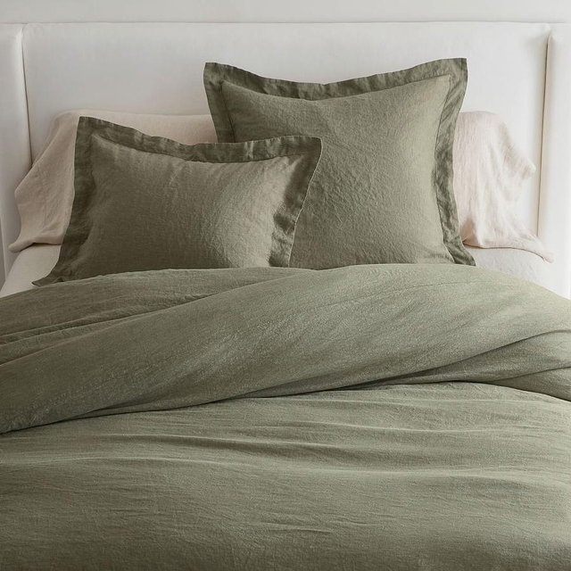Belgian Flax Linen Duvet Cover Queen loden