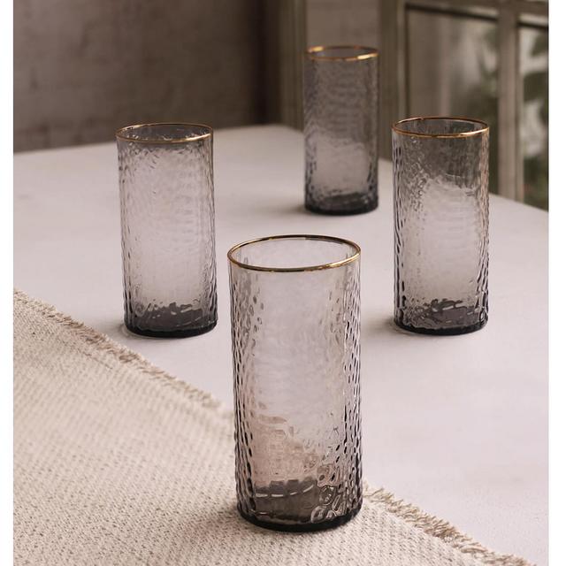 Rakle 4 - Piece 14.3oz. Glass Drinking Glass Glassware Set