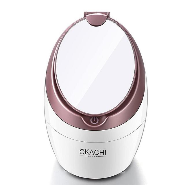 OKACHI GLIYA Facial Steamer Nano Hot Steam Face Spa Device Ionic Face Steaming Machine for Home Facials Personal Moisturizing Humidifier Vaporizer for Skincare Beauty (Gold)