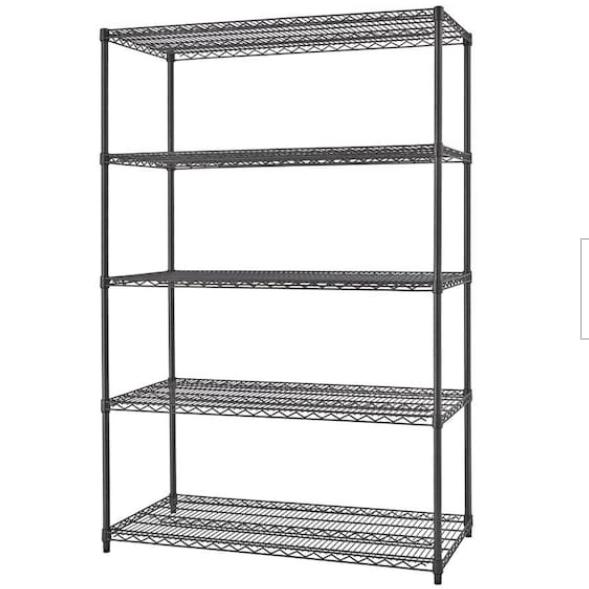 Black Anthracite 5-Tier Steel Wire Shelving Unit (48 in. W x 72 in. H x 18 in. D)