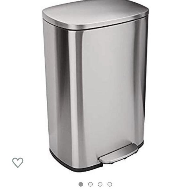 AmazonBasics Rectangle Soft-Close Trash Can - 50L, Satin Nickel