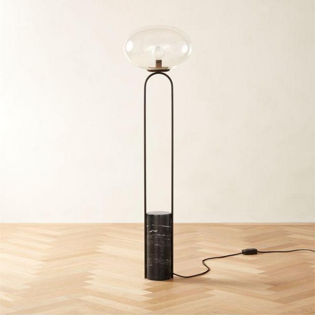 Polo Black Marble Floor Lamp