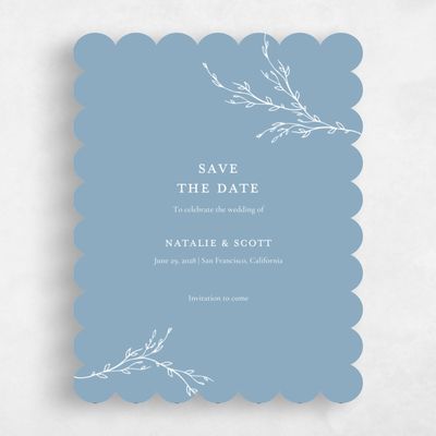 Blue Scalloped Wedding Save the Date - Normandy Classic