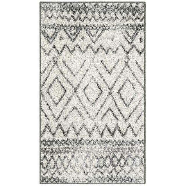 Maples Rugs Abstract Diamond Modern Distressed Kitchen Rugs Non Skid Accent Area Floor Mat [Made in USA], 1'8 x 2'10, Neutral