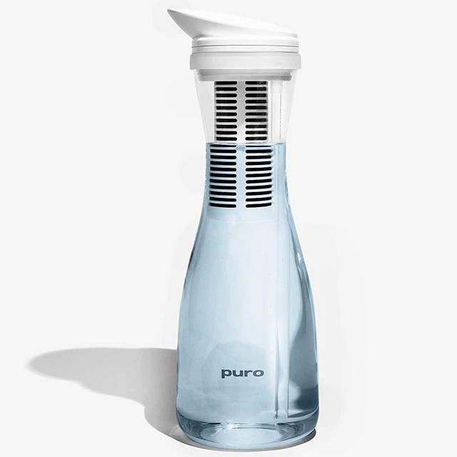 Puro Glass Water Filter Pitcher - Filters 211 Gallons - Long Lasting Filter - 400% Faster Filtering - BPA Free - 1.3L - Carbon Water Filter Removes Lead, Odors, Microplastics, Chlorine, Impurities