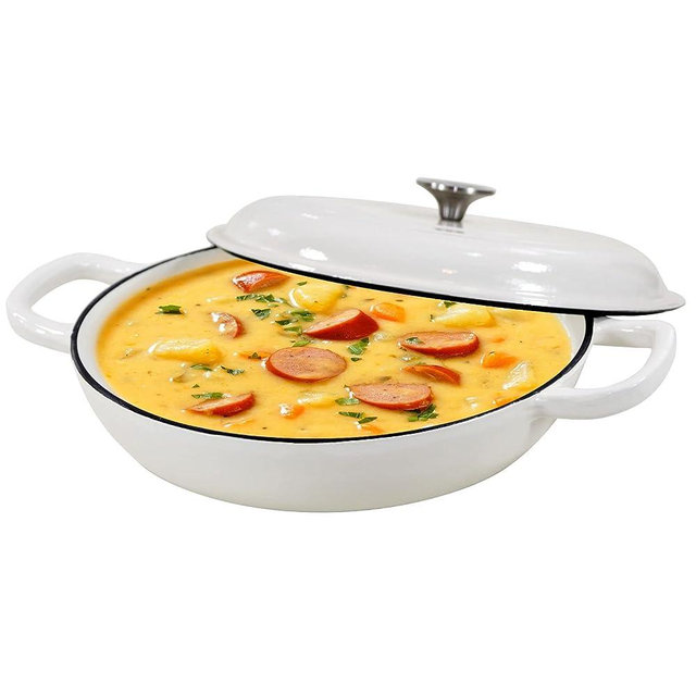 Cast Iron Dutch Oven 3.8 Quart Dutch Oven Pot with lid Whihte Heavy Duty Dutch Oven Dual Handles Porcelain Enameled Cast Iron Skillet Family or Friends Gifts