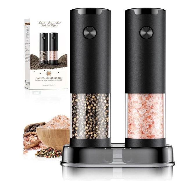 Electric Salt and Pepper Grinder Set Automatic Battery Pepper Mill Shakers Adjustable Coarseness Upgraded Larger Capacity with Led Home and Kitchen Appliances Birthday Gifts for Women Mom