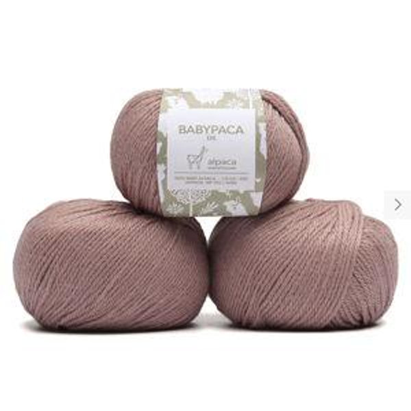 100% Baby Alpaca Yarn Wool 3 Skeins DK Weight- antique rose