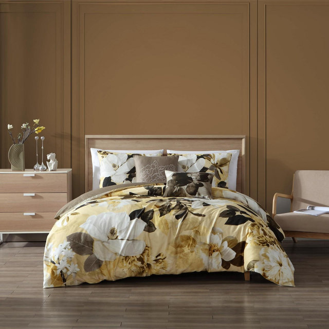 Bebejan Magnolia 100% Cotton 5 Piece Reversible Comforter Set - Queen