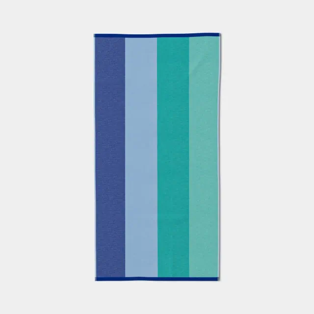 32"x62" Wide Multi Striped Reversible Beach Towel Blue/Teal - Sun Squad™